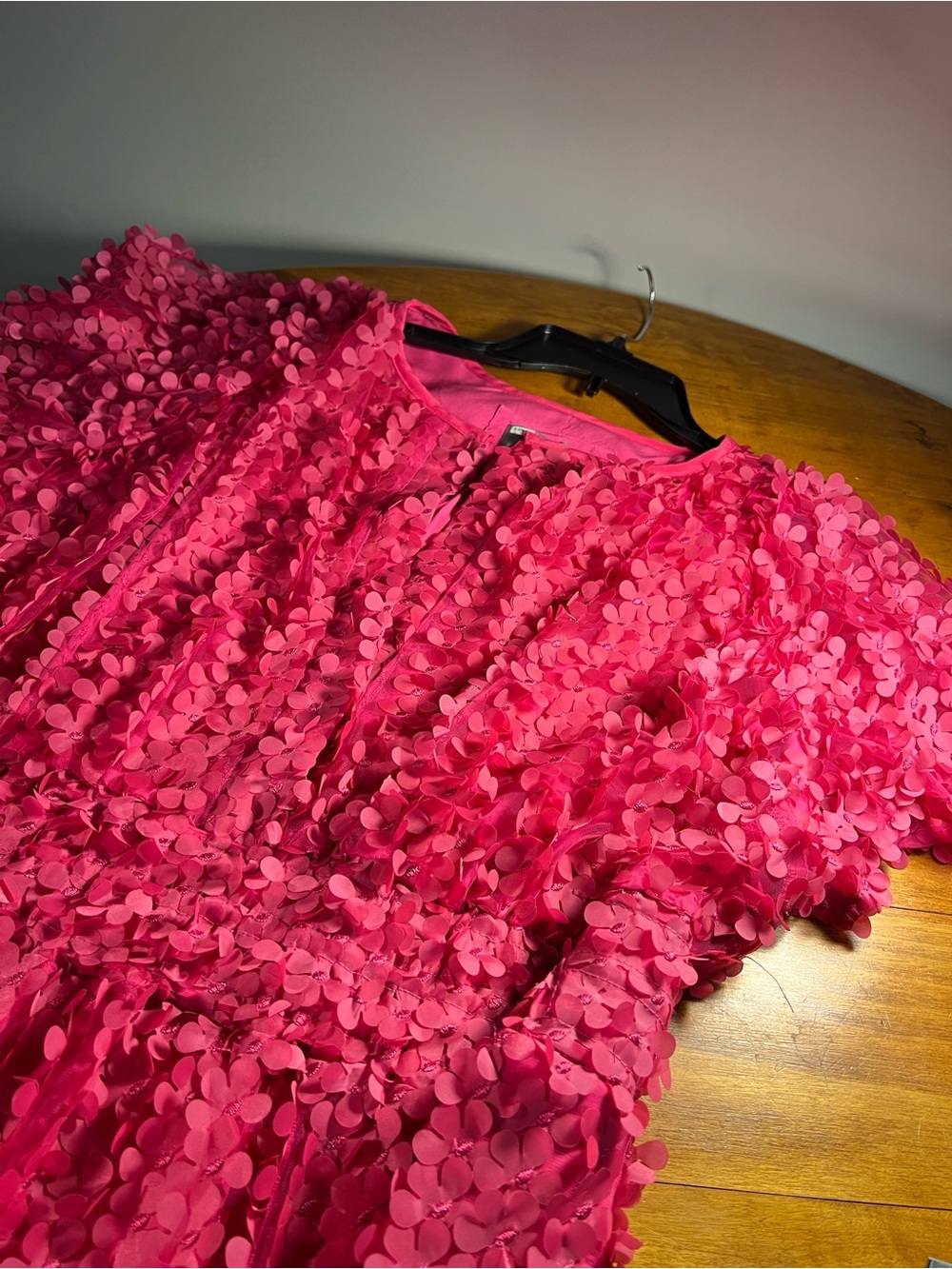 Anthropologie Somerset Bright Pink Mini 3D Floral Appliqué Dress